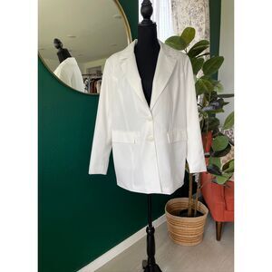 Bagatelle Collection Blazer Womens L White Two Button Tailored Jacket Career